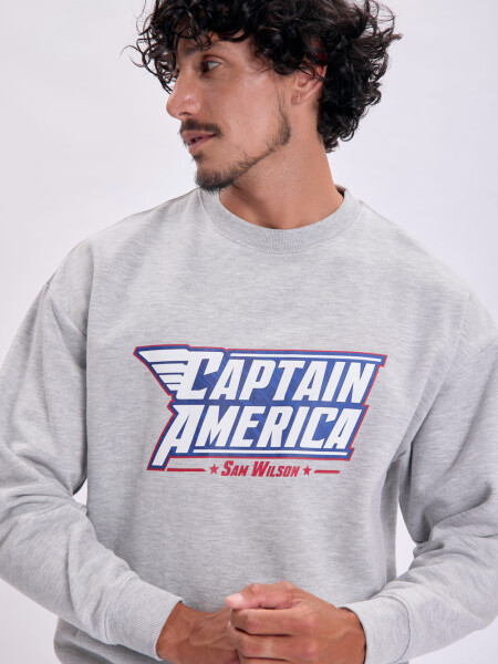 Buzo deportivo oversize Capitán América Gris Melange