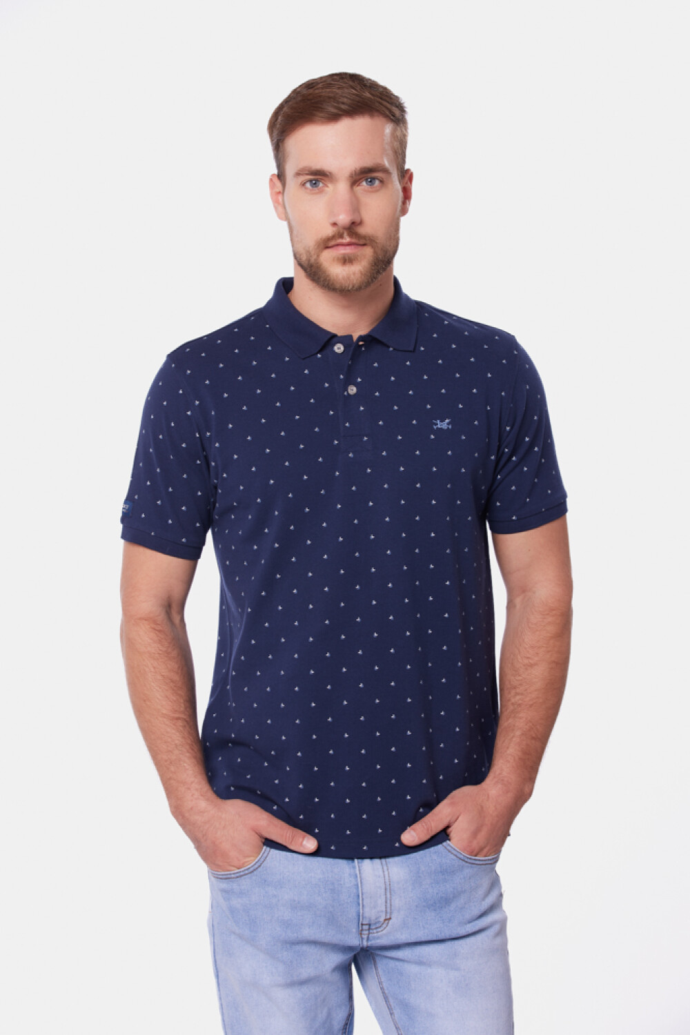 REMERA POLO ESTAMPADA Azul