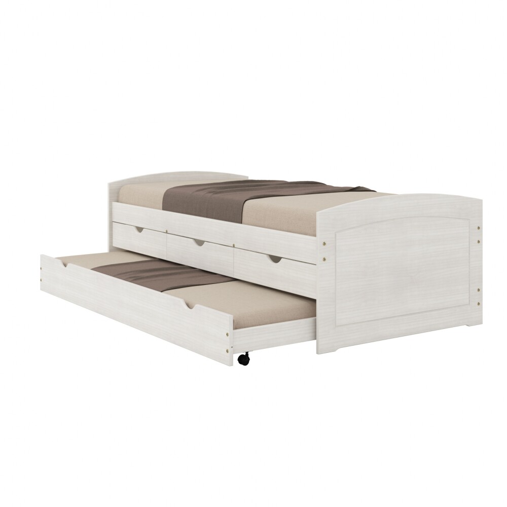 Cama Marinera 1 Plaza Madera Maciza Con Cajones - Ulli Blanco