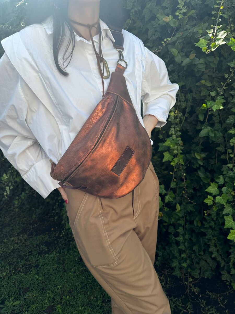 Leather Fanny Pack - Shinny Cobre 