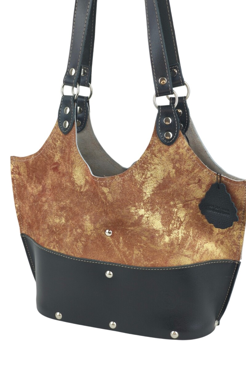 Matera dama cuero en madera dividida Durazno con dorado