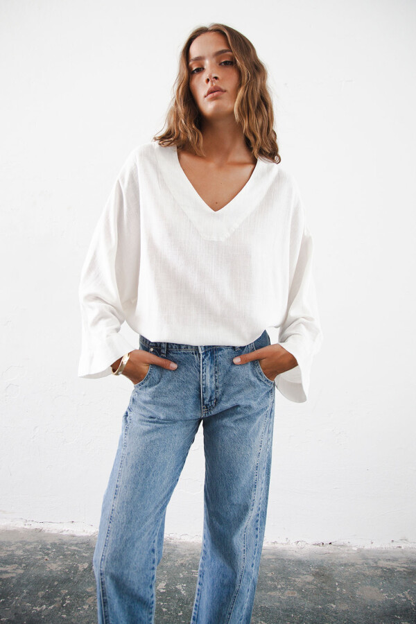 BLUSA LINO SUNSET BLANCO