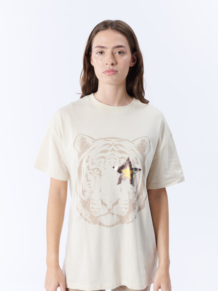 Remera oversize Estampa Tigre Crudo