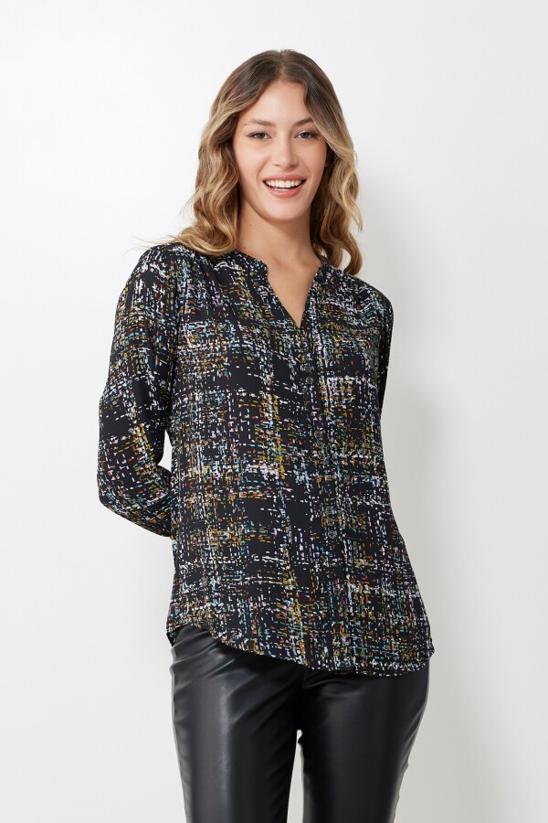 Blusa Gasa Print MULTI/NEGRO