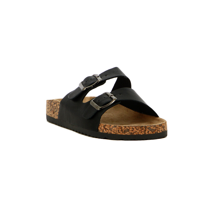 Darkness Sandalia Casual Dama C/dos Tiras C/hebilla Suela Baja / Negro Negro