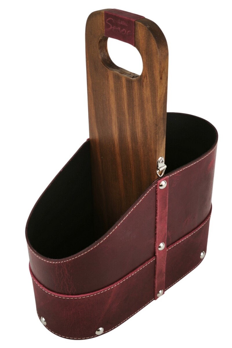 Matera de Cuero Vacuno Legítimo con Estructura Integral de Madera Bordo