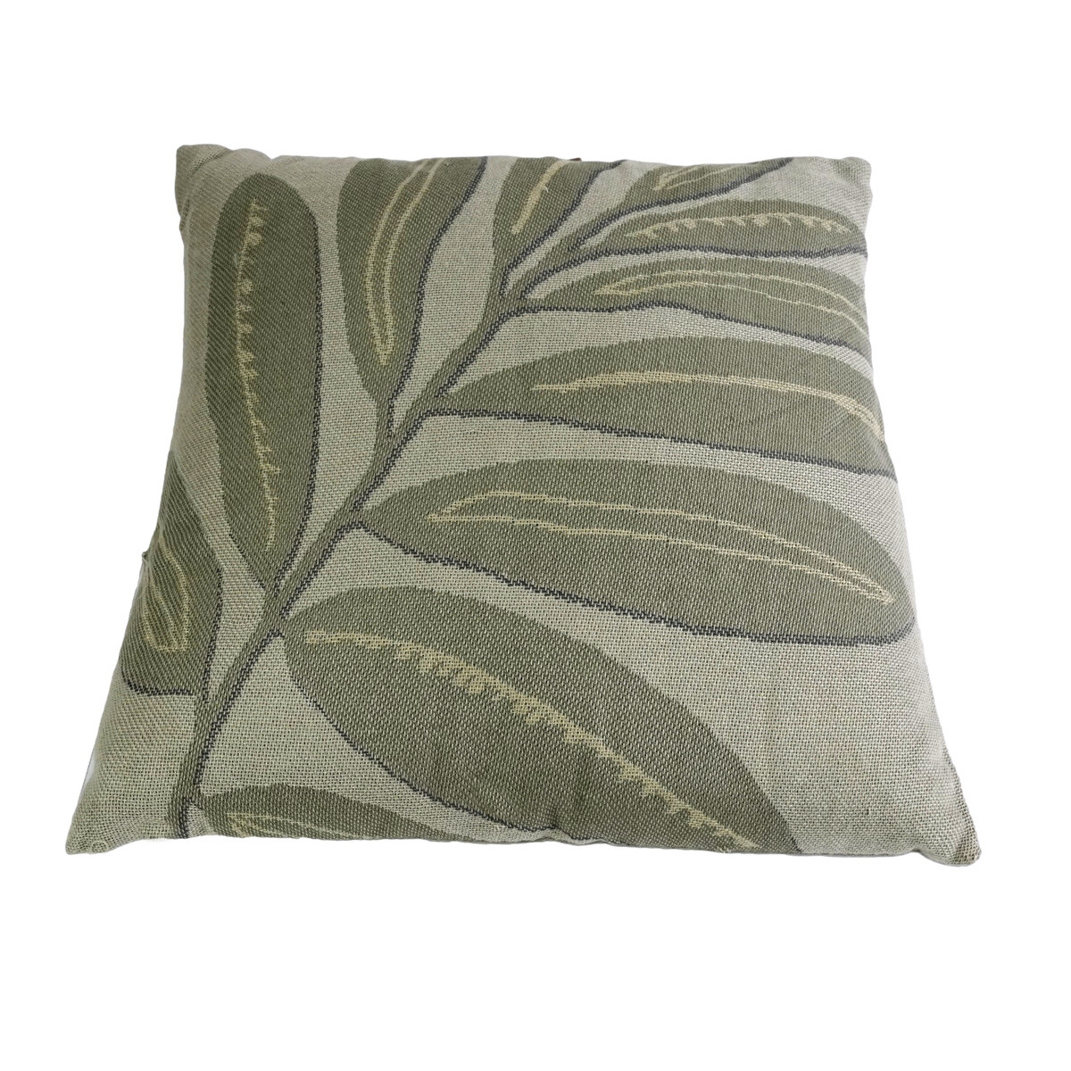 ALMOHADON VERDE CON HOJAS ARPILLERA Y TERCIOPELO CON RELLENO 