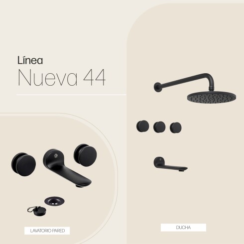 JUEGO DE GRIFERIA INCLUYE LAVATORIO DE PARED Y DUCHA NEGRO