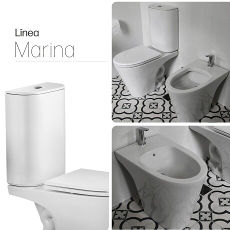 INODORO MOCHILA TAPA Y BIDET JUEGO DE LOZA MARINA BLANCO BLANCO