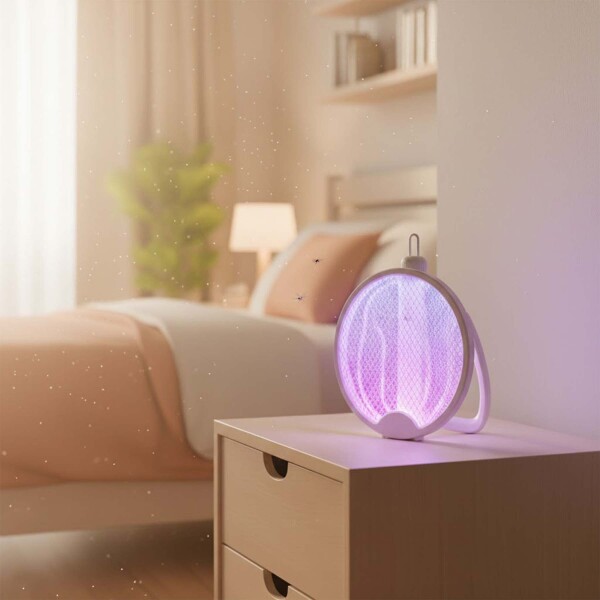 Raqueta Eléctrica Mata Mosquitos Insectos Recargable 2 En 1 Color Blanco
