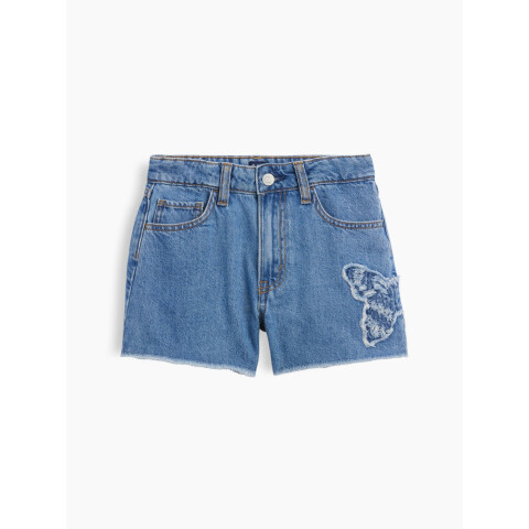 V-DENIM CUTOFF HEM SHORT BUTTERFLY