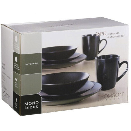 Set de Vajilla 16 Piezas Stoneware Thomson Pottery MONO BLACK