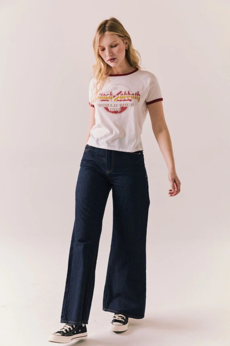 BLOCKED VINTAGE JERSEY ASH TEE Blanco