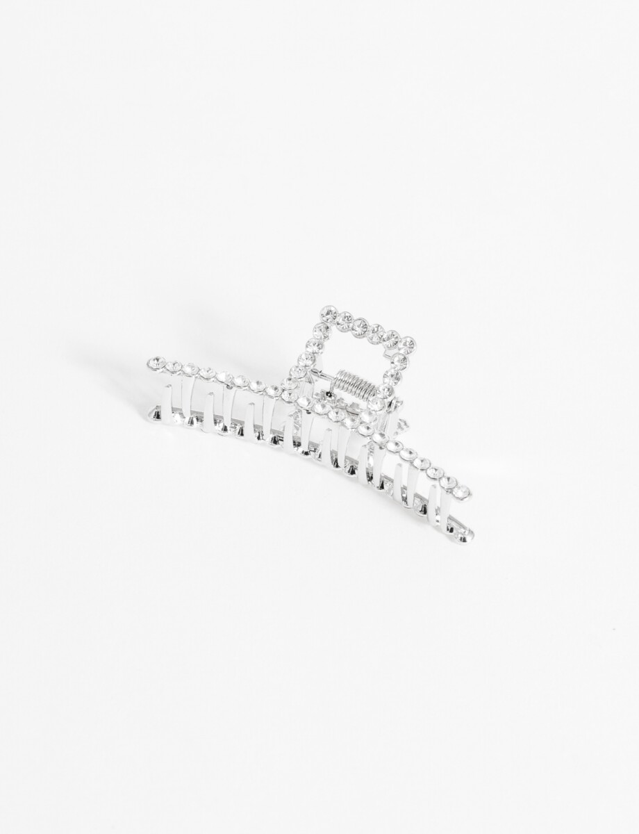 Broche strass - plateado 