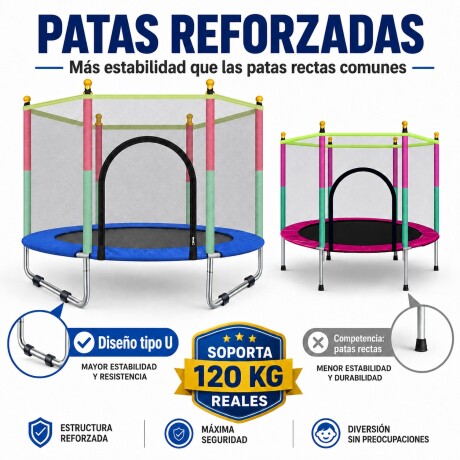 Cama Elástica Trampolín 1,40mt Con Red Protección Y Cobertor Rojo