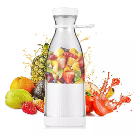 Mini Licuadora Botella Portátil Recargable USB 420Ml Blanco