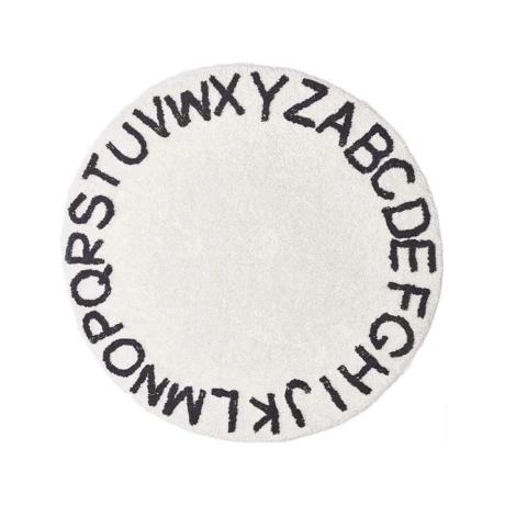 Alfombra circular abecedario 120 cm de diámetro Blanco
