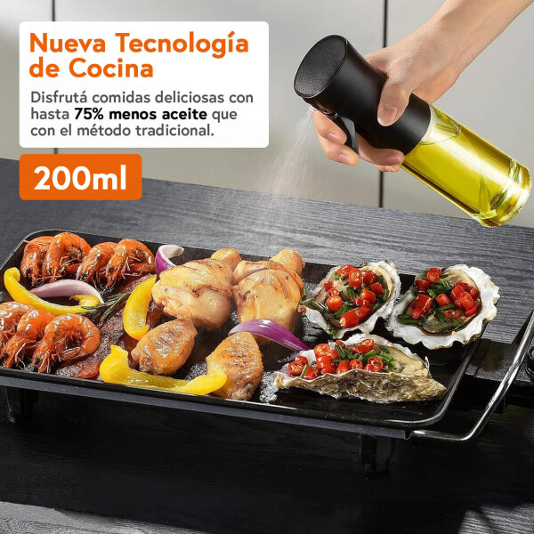 Pulverizador de Aceite 220 ml HMJ055 | Spray de Cocina Saludable, Preciso y Reutilizable para Air Fryer y Ensaladas Negro Pulverizador de Aceite 220 ml HMJ055 | Spray de Cocina Saludable, Preciso y Reutilizable para Air Fryer y Ensaladas Negro