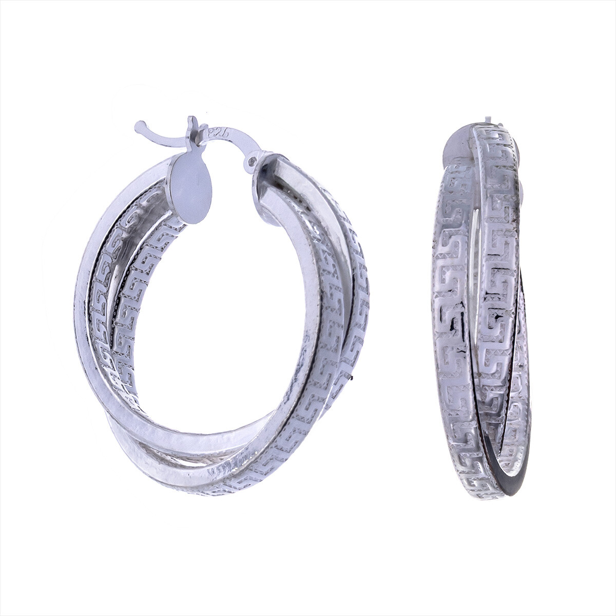 Par de aros de plata 925, GUARDA GRIEGA. 