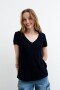 Remera m/c con broderie en cuello AZUL