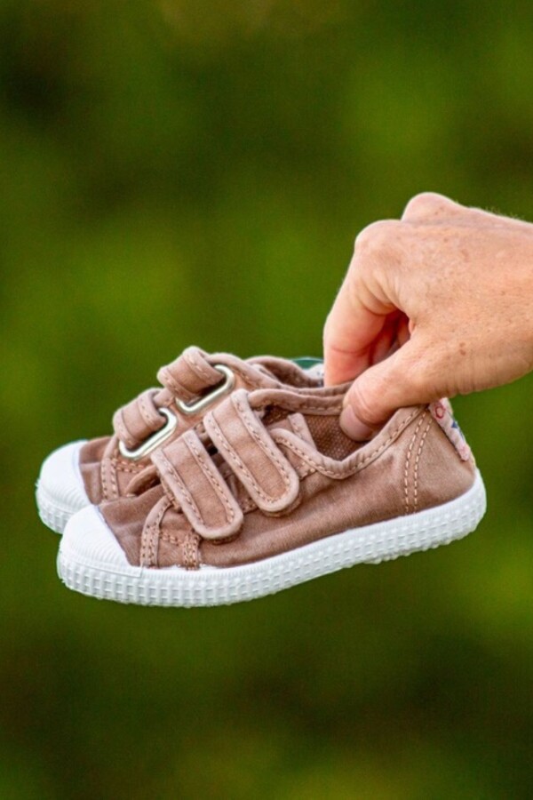 Basquet doble velcro enzimático Beige