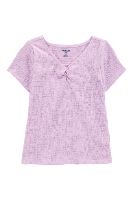 Remera de algodón, texturada, púrpura Sin color