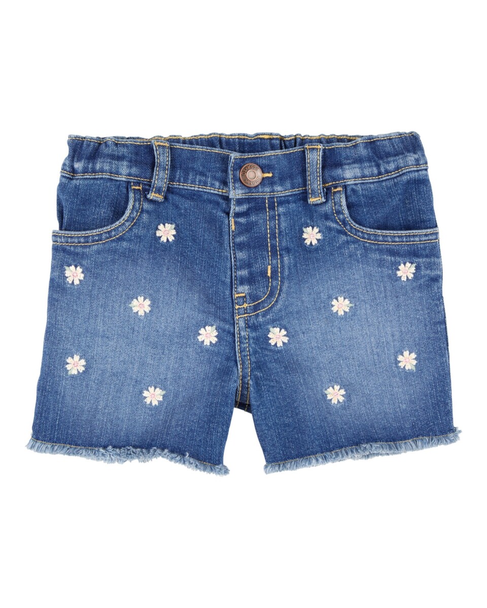 Short jean con bordado floral 