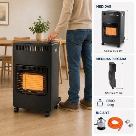 Estufa a Supergas Plegable More c/3 Paneles Válvula Manguera Negro