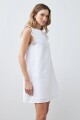 Vestido de lino con vivo metálico blanco