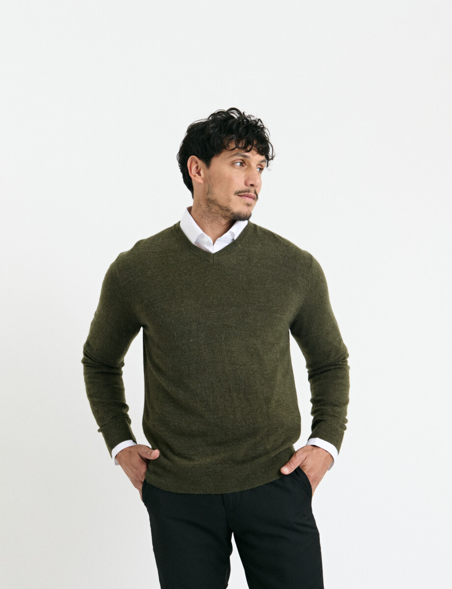 470313 SWEATER V HARRINGTON URBAN Verde Melange