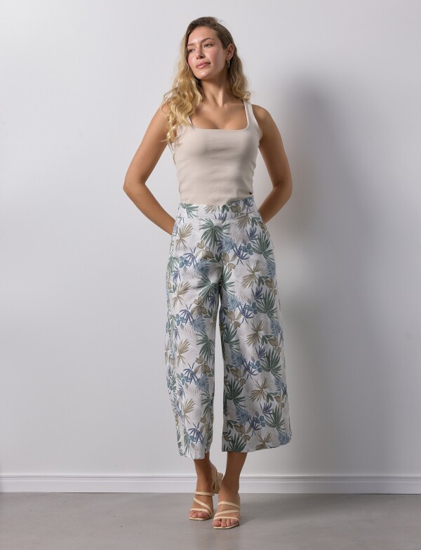 Pantalon Lino Crop CRUDO/MULTI