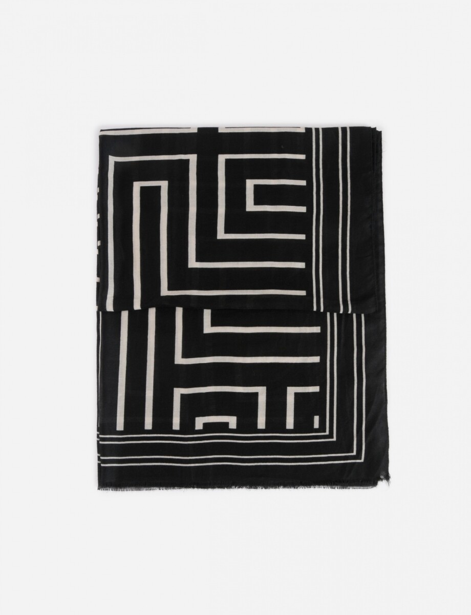 Pashmina geométrico - negro 