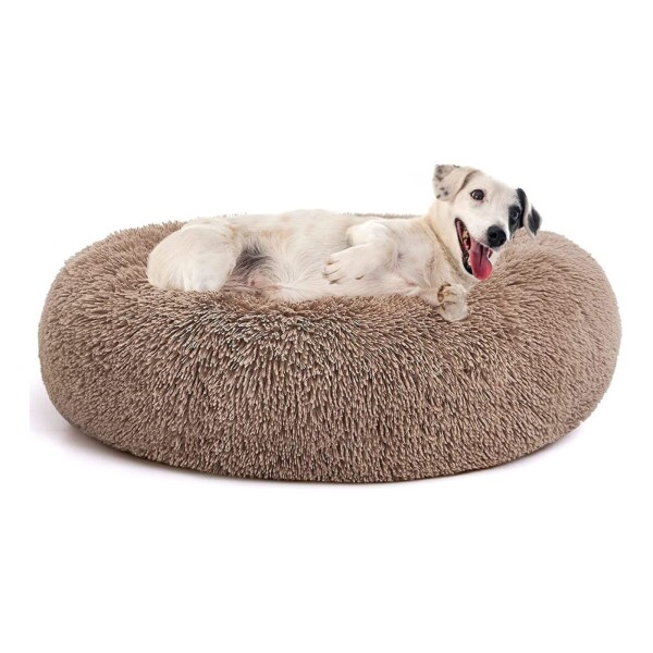 Cucha Cama Colchon Puff Plush Mascota Antiestress 60cm Color Variante MARRONCLARO
