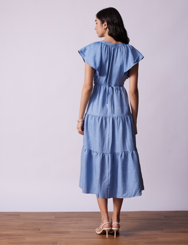 Vestido Volados CELESTE