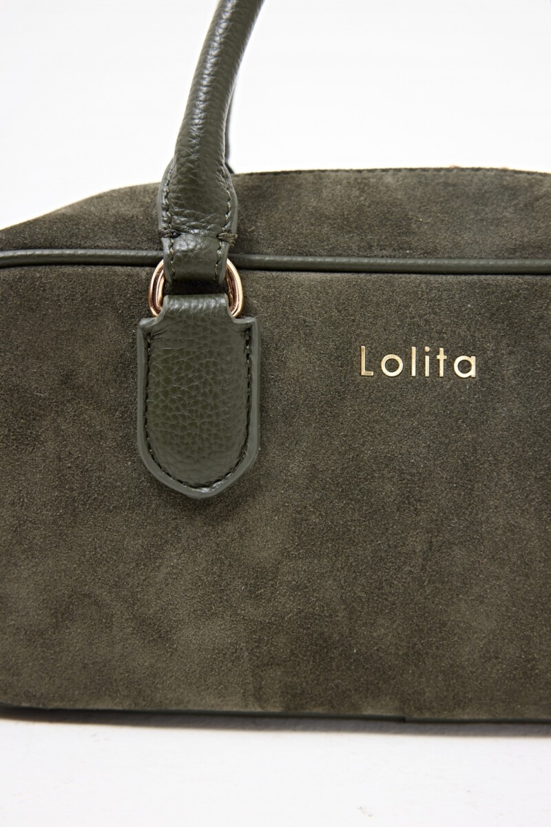 Cartera satchel de cuero verde oliva