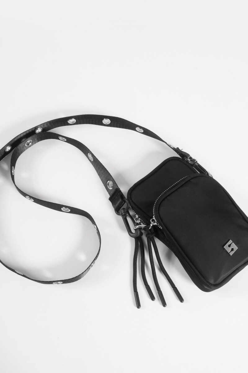 Porta celular strap ojalillos negro