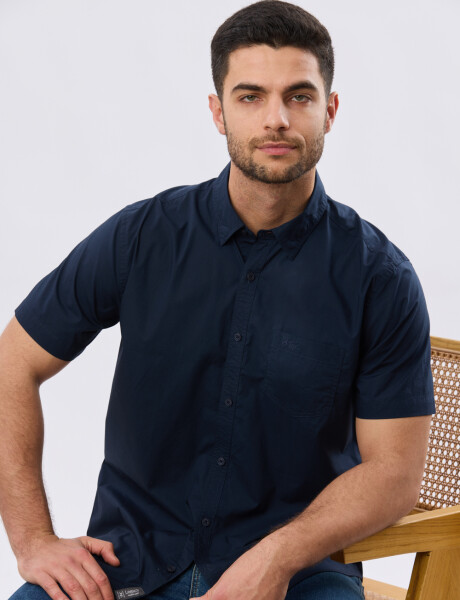 CAMISA LISA DE ALGODÓN Azul