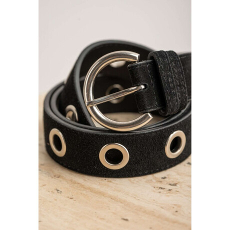 Cinto Cuero Ojales Negro