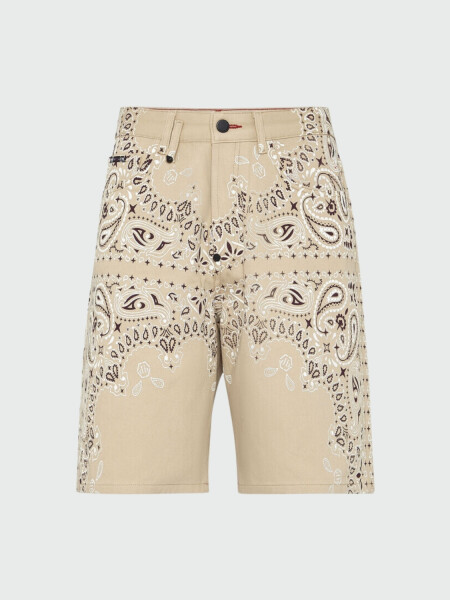 PHILIPP PLEIN - bermuda de mezclilla con estampado paisley Beige