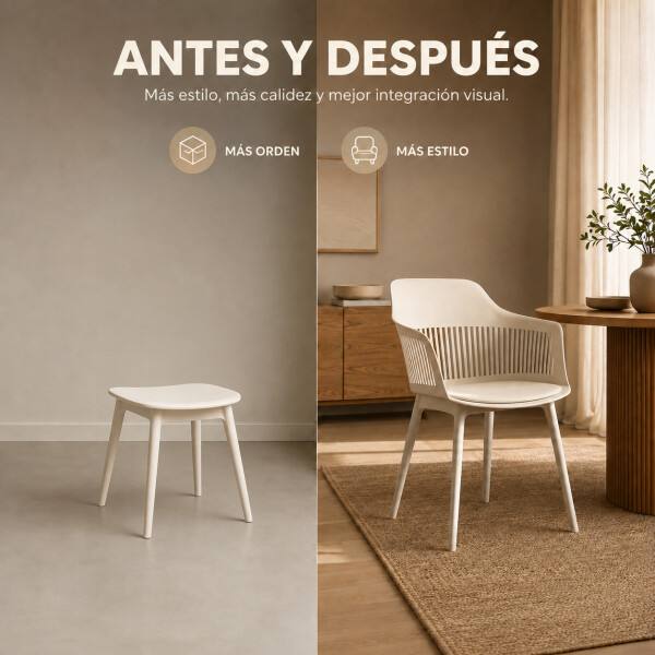 Silla Comedor X4 Cocina Aurora Marcela Nórdica Apoyabrazos Beige 1