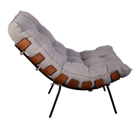 BUTACA C/PUFF 1 CUERPO TELA-Y-MADERA NATURAL-BEIGE COSTELA BEIGE