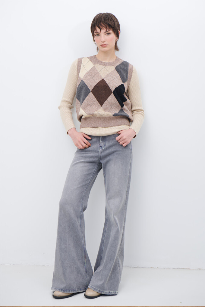 CHALECO ROMBOS BEIGE