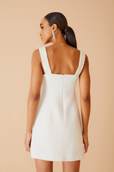 Vestido Sin Mangas Con Piedras Off White