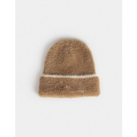Gorro Peluche Bordado Marron Camel