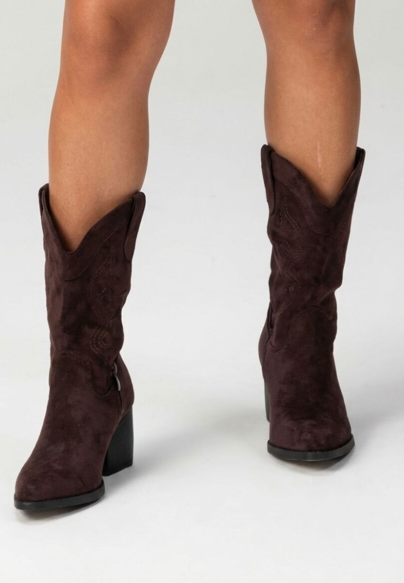 Bota Texana Gamuza Chocolate