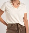 Remera Escote V Algodón Nacar