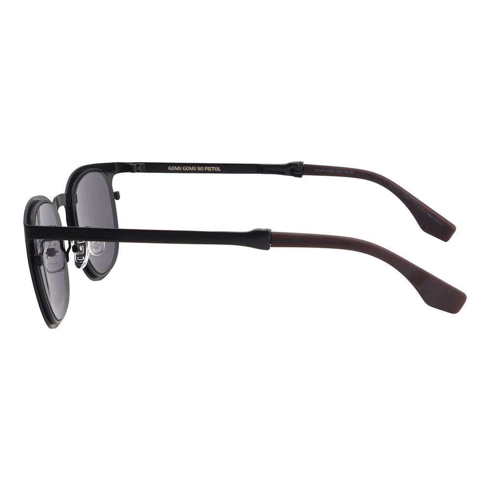 Lentes De Sol One Piece Redondo De Acero Inoxidable Negro/Negro