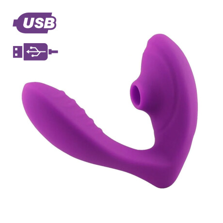 Strap On Vibrador Con Succionador Recargable USB Violeta