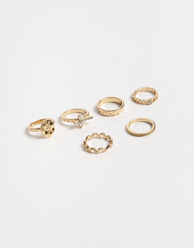 Sets Anillos Religioso Sets Anillos Cruces Con Strass - Dorado