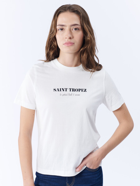 Remera Manga Corta Estampa Saint Tropez Blanca